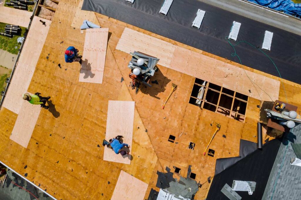 MD roof replacement drone aerial view