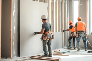 people renovating home walls