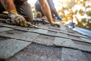 detail closeup of roofers work