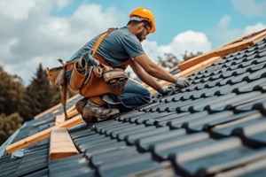 worker installing new roof