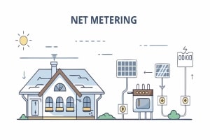 Met Metering System Showing Solar Energy Flow and Consumption
