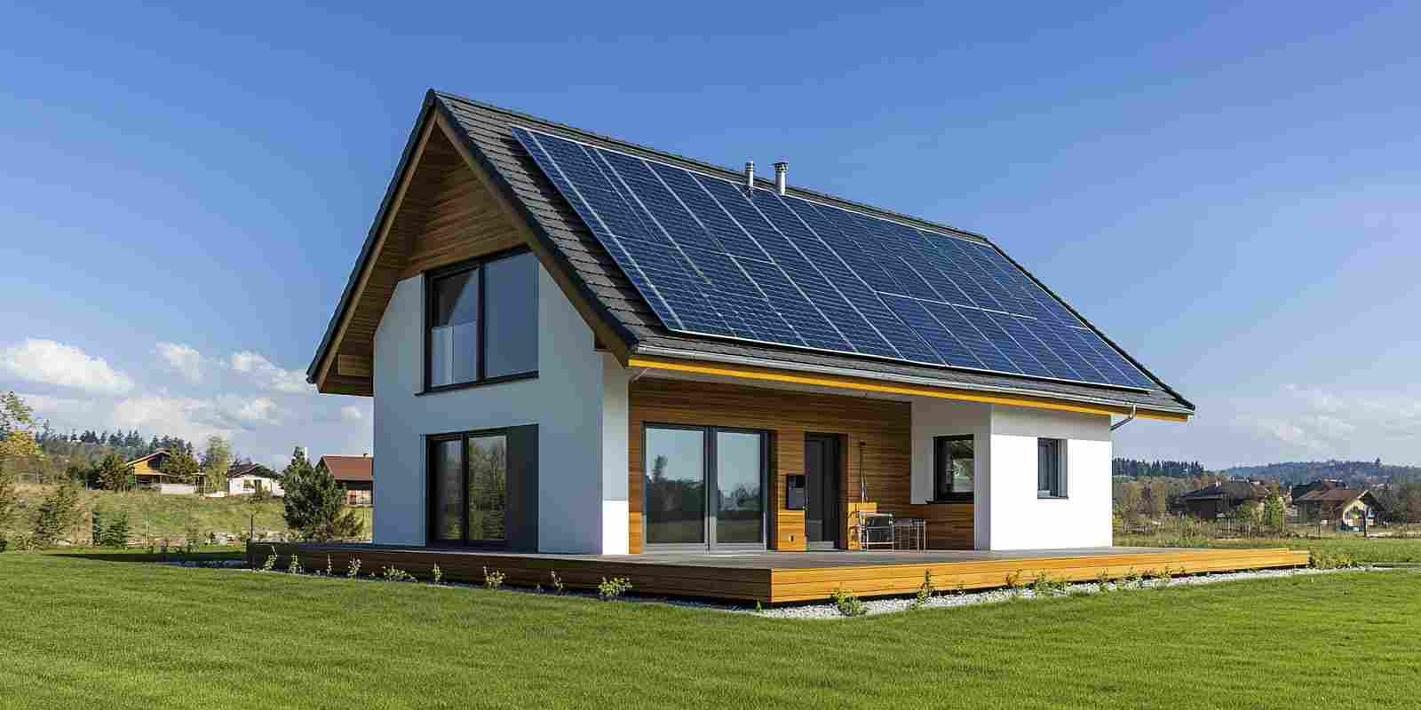 Modern Home with Solar Panels on Roof in Northern VA